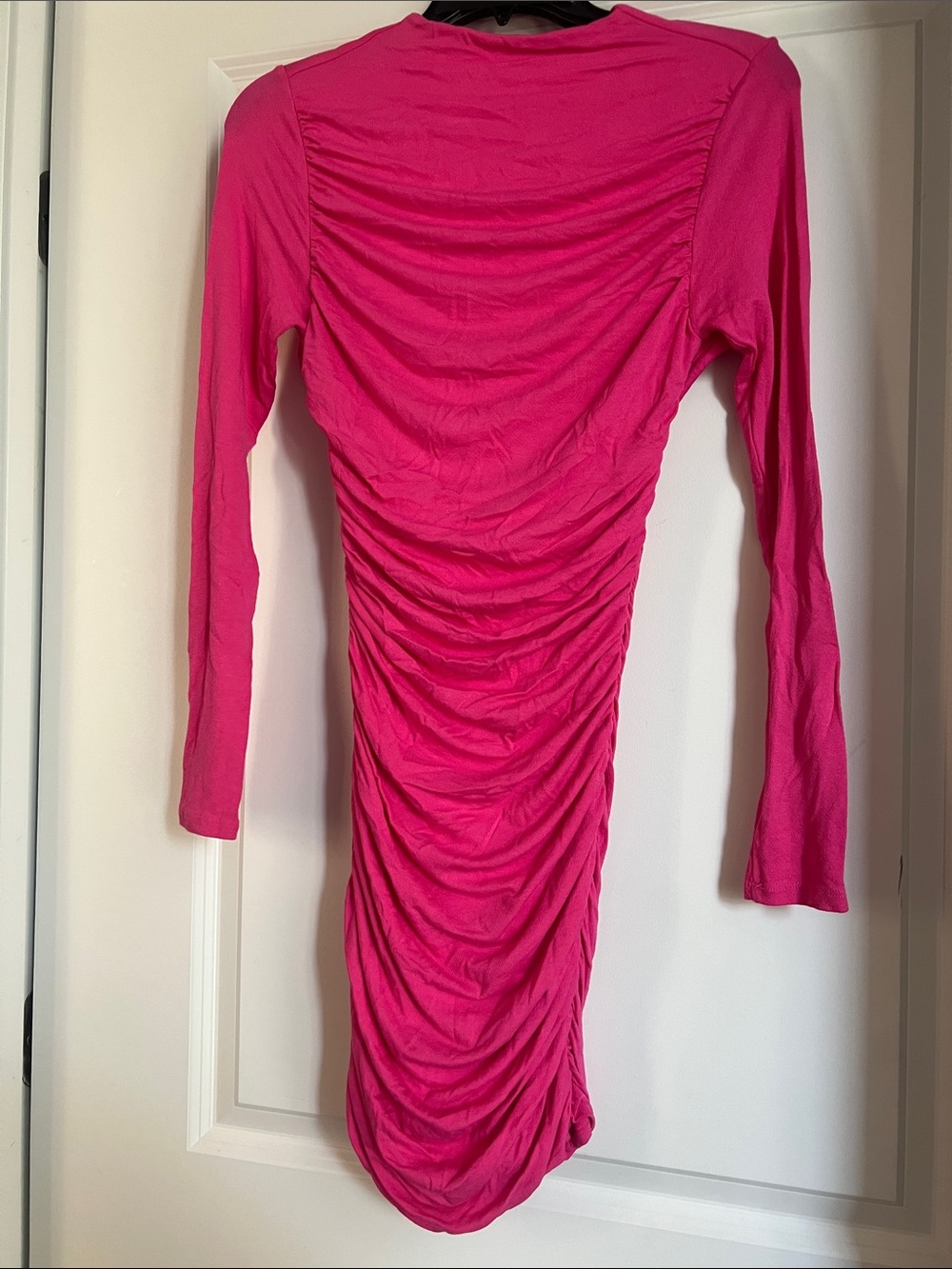 naked wardrobe Fuchsia Ruched Long Sleeve Dress